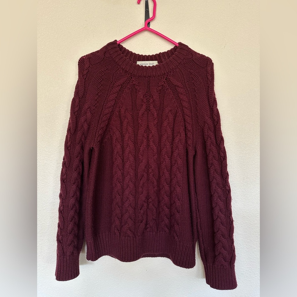 Amour Vert Cable Knit Wool Sweater - Size S
